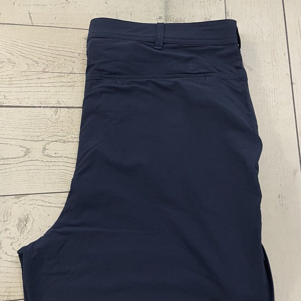 Coolibar Men's 36x34 Blue Sun Protection UPF 50 Stretch Flat Front Pants